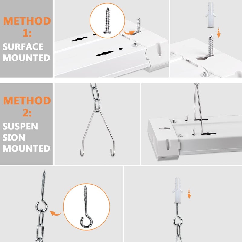 OOOLED 4FT Linkable LED Shop Light for Garages, 42W 4800LM 5000K Daylight Led Shop Lights, Ceiling Light with Pull Chain (ON/Off), Linear Worklight Fixture with Plug, 2 Pack - Image 5